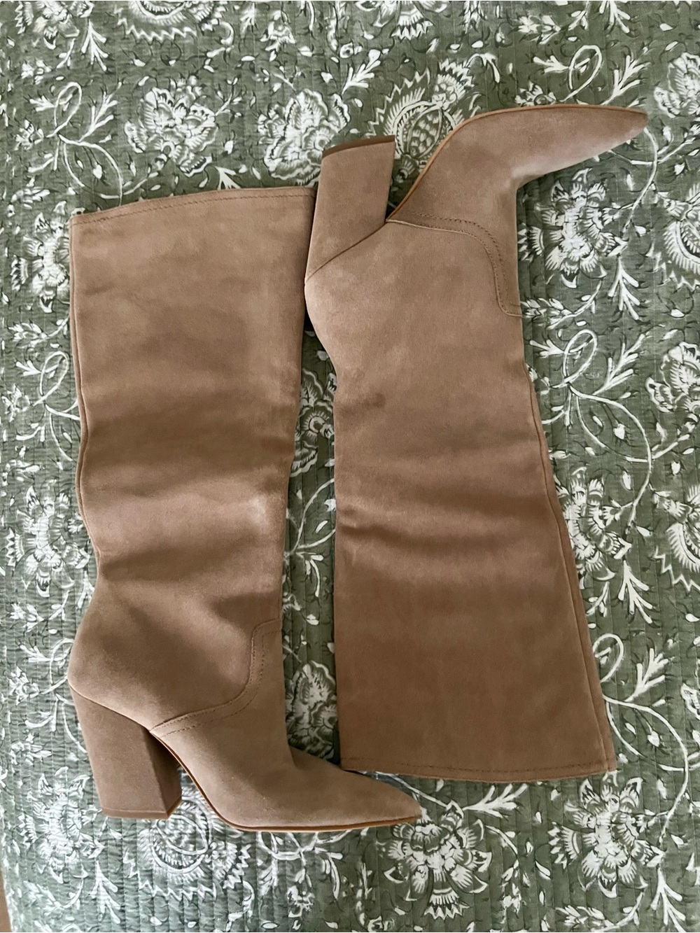 Dolce Vita Taupe Suede Tall Block Heel Boots